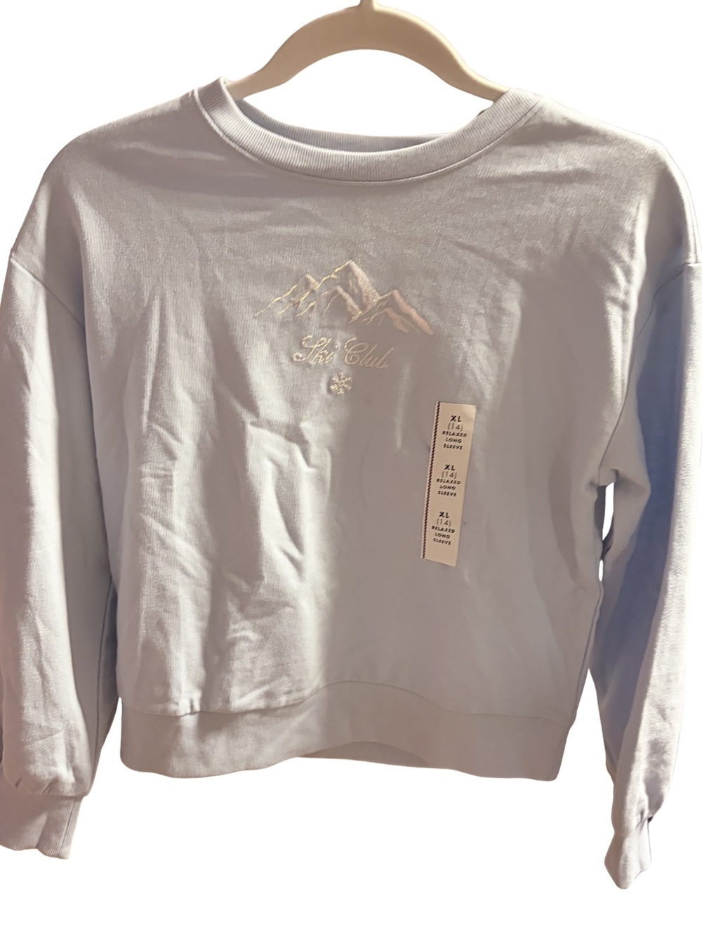 NWT Cat & Jack Girls' Fleece 'Ski Club' Relaxed Fit Pullover Sweatshirt-XL